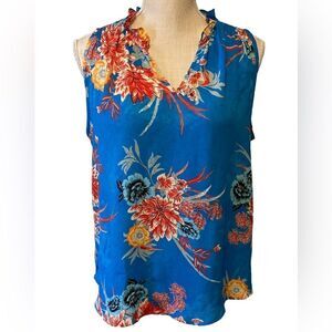 Violet & Claire Blue floral sleeveless Top Medium
